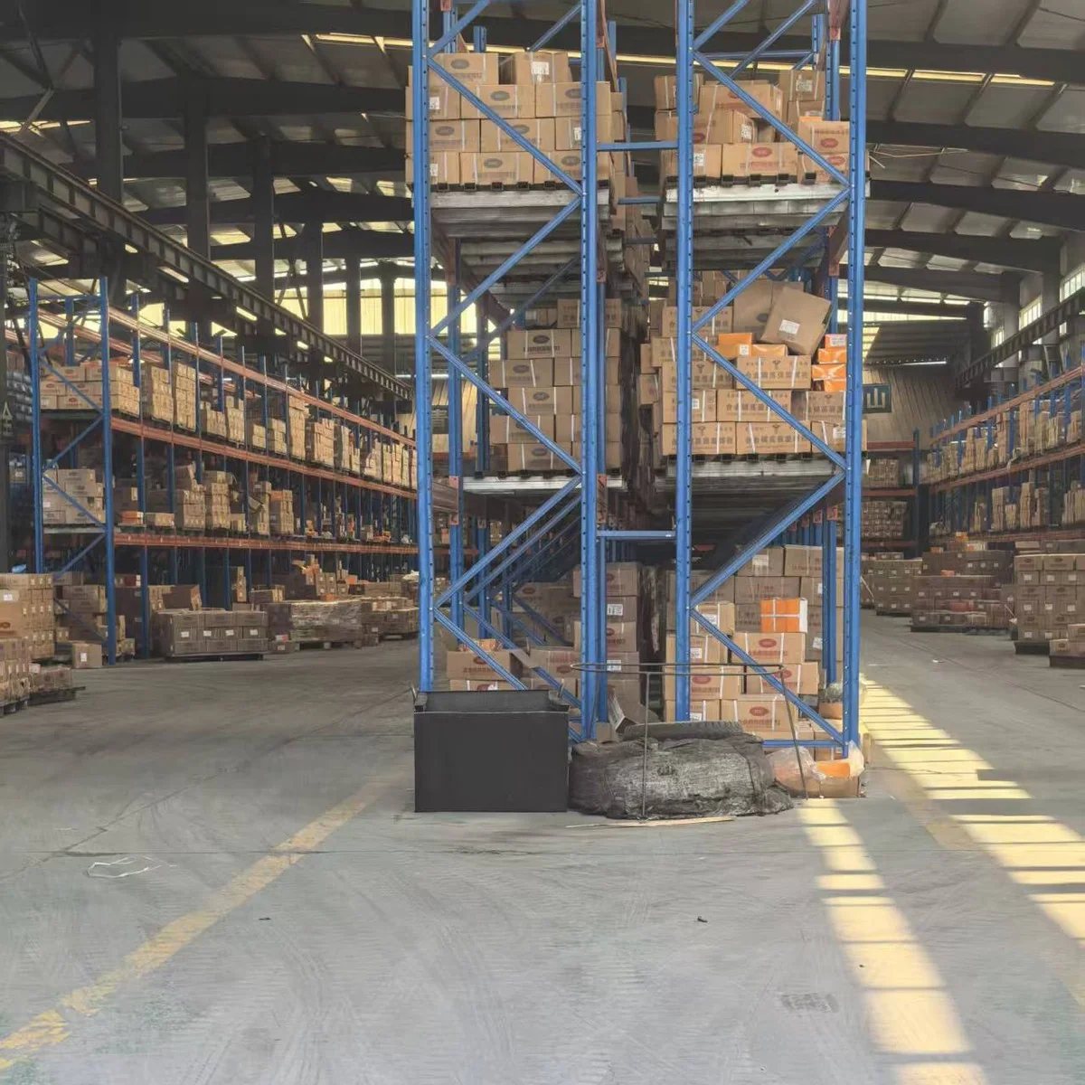 Rongrun Fasteners warehouse racking stocked with cartons ready for dispatch