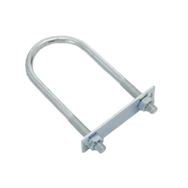 Round U-bolts DIN 3570 with plate and two nuts zinc plated